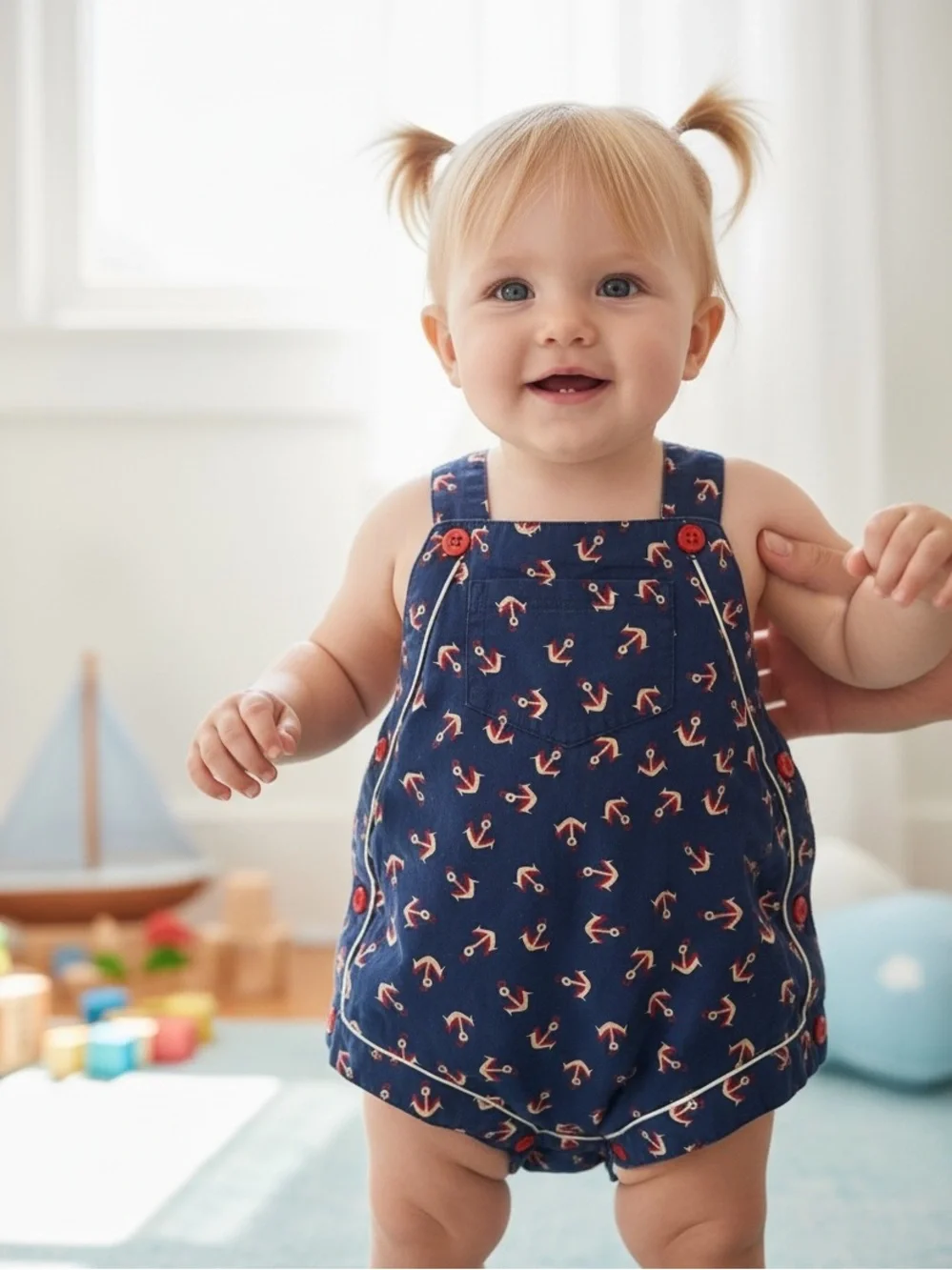 Ralph Lauren nautical anchor print Retro romper, baby Size 9m